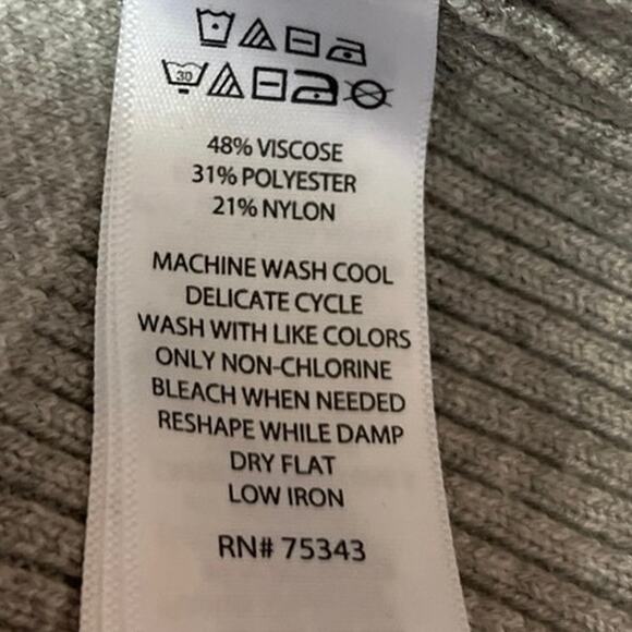 Rachel Zoe Gray Colorblock Ribbed Knit Long Sleeve Mock Neck Sweater Top Size M - Picture 4 of 4